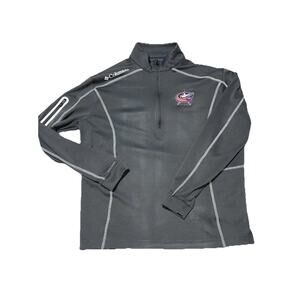 Columbus Blue Jackets Pullover Mens Large Grey Shotgun Omni Wick Sleeve Pocket
